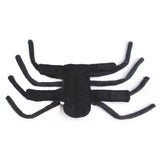 Black pet spider costume with plush legs for Halloween, suitable for dogs and cats, funny party outfit.