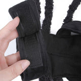 Close-up of the adjustable strap on a pet spider costume for Halloween, showcasing the soft and secure fit.