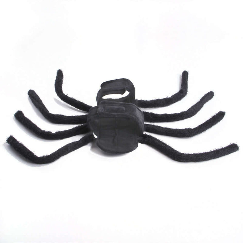 Funny Halloween spider costume for dogs and cats, featuring a plush spider design with adjustable straps.